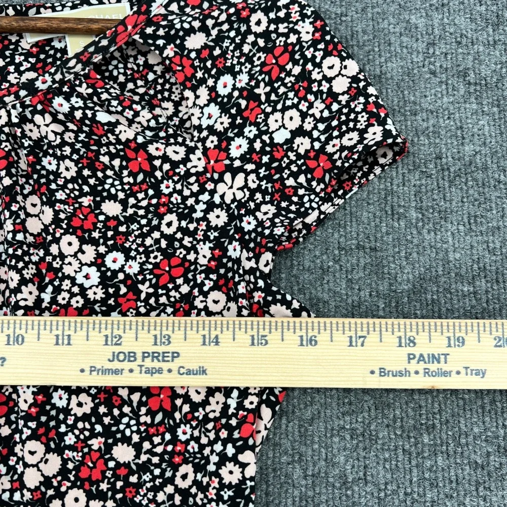 Michael Kors Floral Fit & Flare Dress Womens Small Black Red Ditsy Print Mod